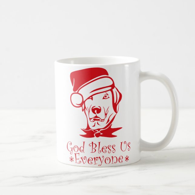 God Bless Us Everyone Cute dog Coffee Mug (Right)