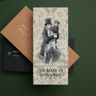 God bless us everyone Dickens Christmas Bookmark Holiday Card