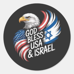 God Bless USA Israel Classic Round Sticker