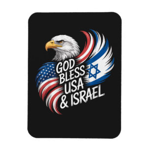 God Bless USA Israel Magnet
