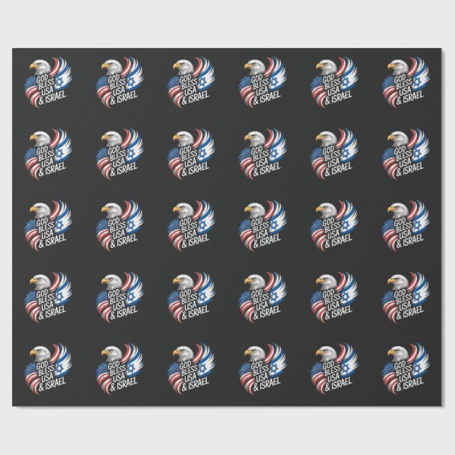 God Bless USA Israel Wrapping Paper (Flat)