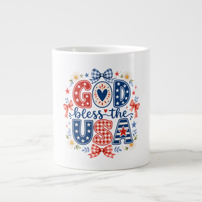 God bless USA Large Coffee Mug (Front)