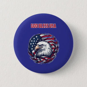 God Bless USA Patriotic American Faith Design 6 Cm Round Badge