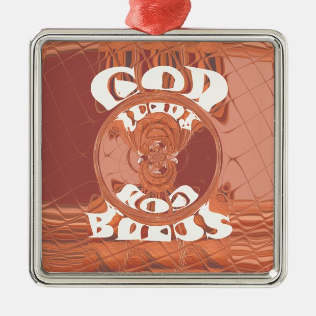 God Bless You – African-Inspired Spiritual Print  Metal Tree Decoration (Front)