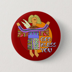 God Bless You dark red 6 Cm Round Badge