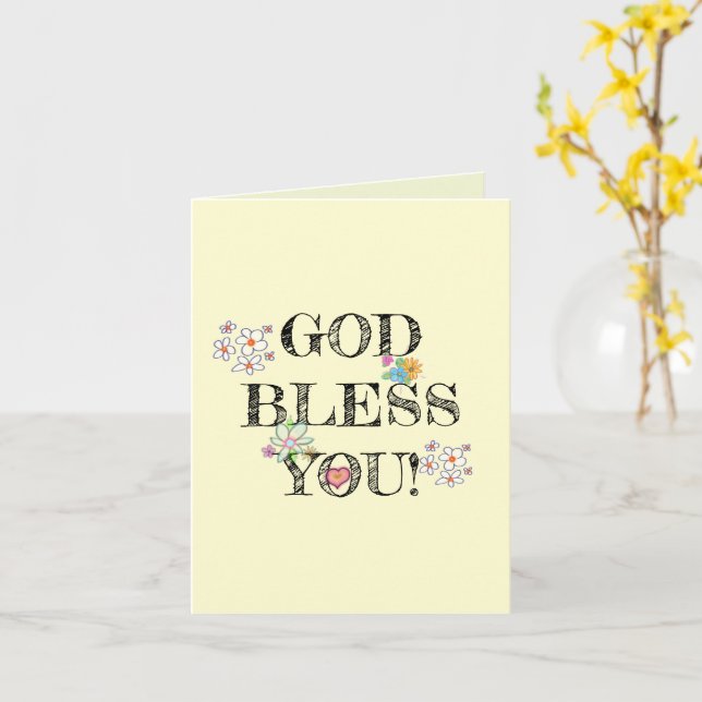‘God Bless You’ Floral  Card (Yellow Flower)