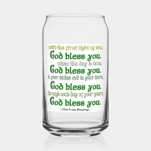 God Bless You Irish Blessing Can Glass (Front)