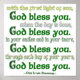God Bless You Irish Blessing Poster