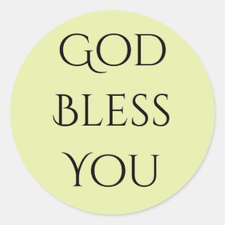 God Bless You Light Green and Black Classic Round Sticker