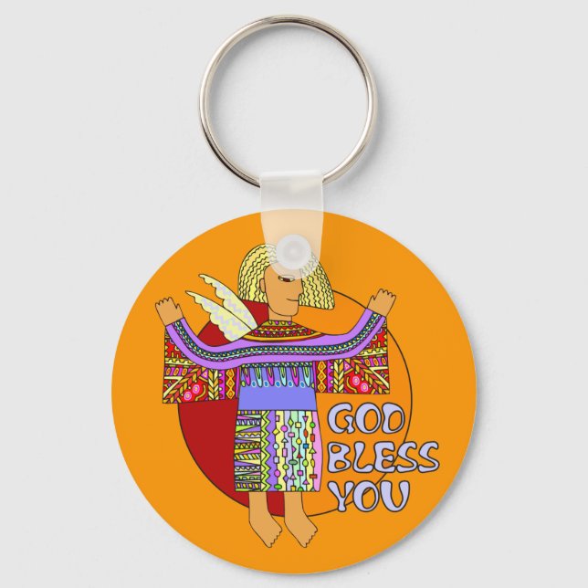 God Bless You | orange Key Ring (Front)