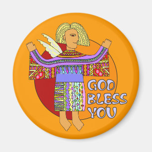 God Bless You orange Magnet