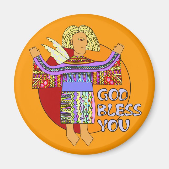 God Bless You | orange Magnet (Front)