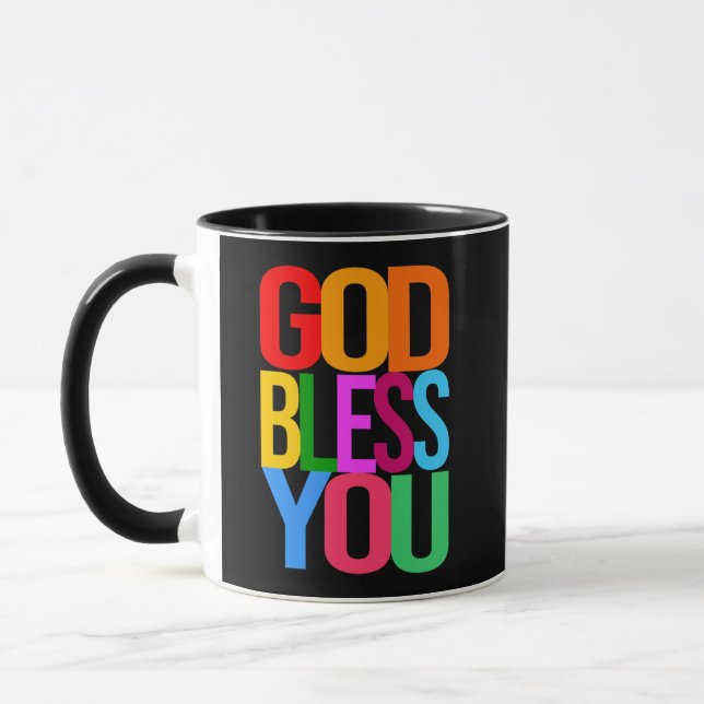 GOD BLESS YOU Positive colourful Mug (Left)