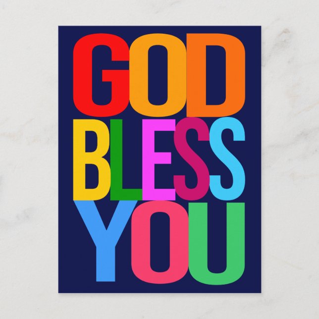 GOD BLESS YOU Positive colourful Postcard (Front)