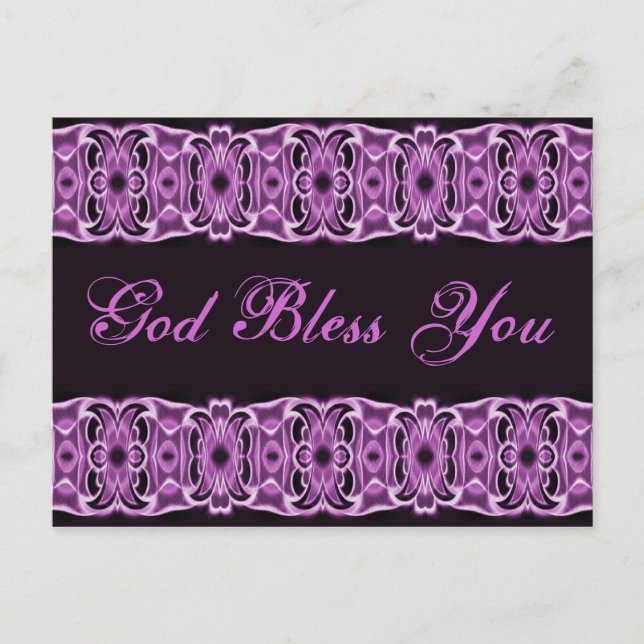 God Bless You purple black Postcard (Front)