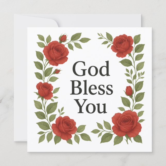 God Bless You Religious Rose Floral Cards (Front)