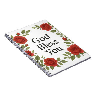 God Bless You Religious Rose Floral Cards Notebook