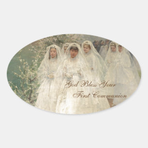 God Bless Your First Communion Oval Sticker