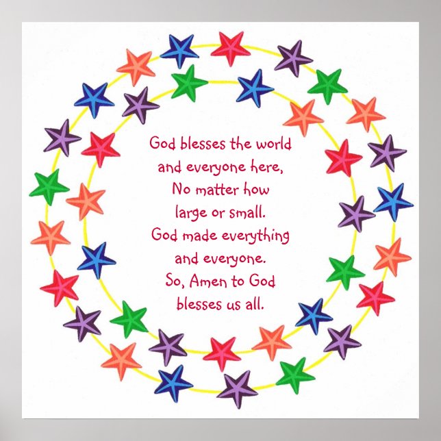 God blesses the world, Colourful stars poster (Front)