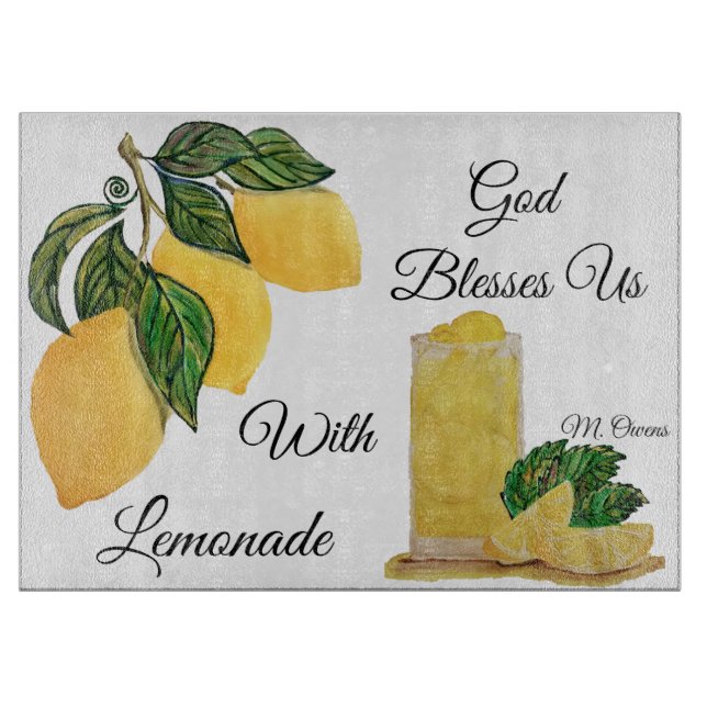 God Blesses Us With Lemonade Glass Cutting Board (Front)