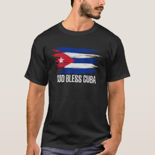 God Blessing Cuba Retro Vintage Cuban Flag T-Shirt