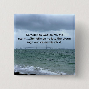God calms the storm 15 cm square badge