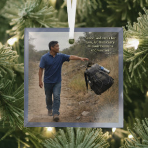 God cares for you glass tree decoration
