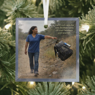 God cares for you glass tree decoration