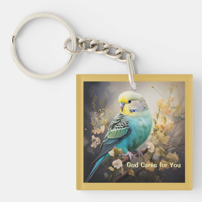 God Cares for You, Parakeet Key Ring (Front)