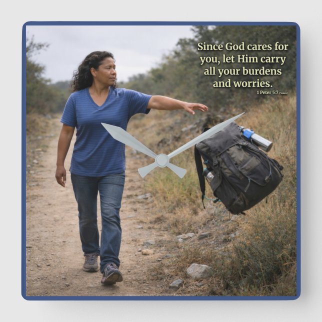 God cares for you square wall clock (Front)