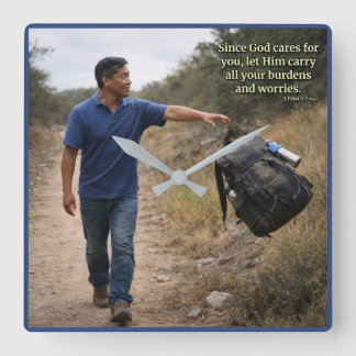 God cares for you square wall clock