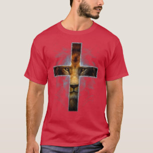 God Christian Faith Jesus Lion Cross  T-Shirt