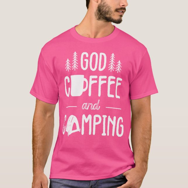 God Coffee And Camping Gifts Men Women Kids Christ T-Shirt (Front)