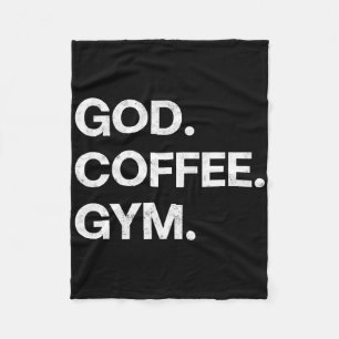 God Coffee Gym Funny Christian Workout Tee Jesus M Fleece Blanket