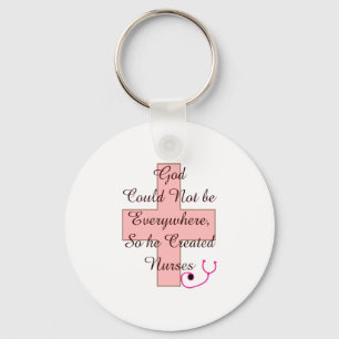 God Could Not Everywhere NURSES pink cross Key Ring