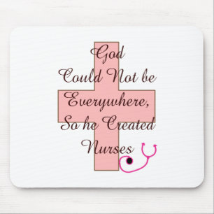 God Could Not Everywhere NURSES pink cross Mouse Pad