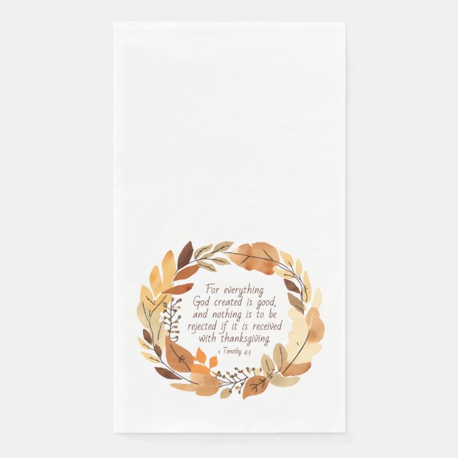 God Created Good | Thanksgiving Wreath | Neutrals Napkin (Front)