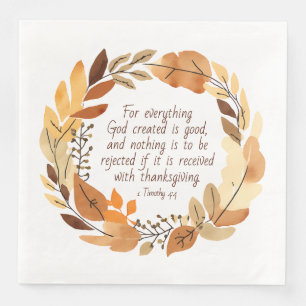 God Created Good   Thanksgiving Wreath   Neutrals Napkin