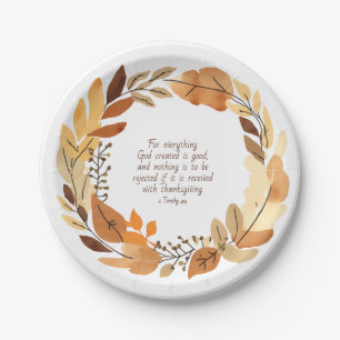 God Created Good   Thanksgiving Wreath   Neutrals Paper Plate