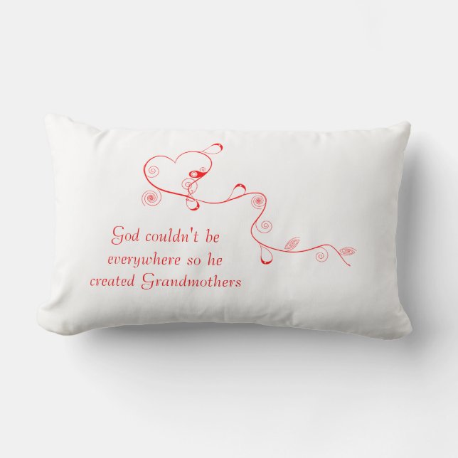 God Created Grandmothers-Red Heart on a String Lumbar Cushion (Front)