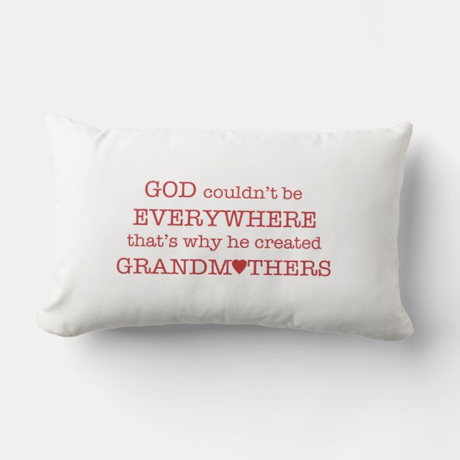 God Created Grandmothers-Red Hearts Lumbar Cushion (Front)
