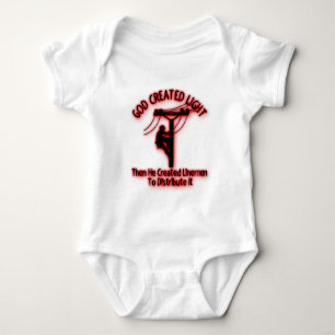 God Created Light - Funny Bible, Lineman Design Baby Bodysuit