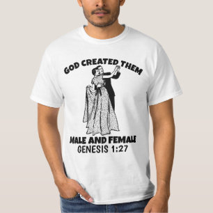 GOD CREATED MALE AND FEMALE MARRIAGE T-SHIRTS