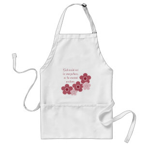 God Created Mothers Patterned Flower Apron, Pink Standard Apron