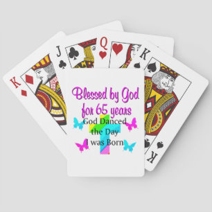 GOD DANCED THE DAY THIS 65TH BIRTHDAY DESIGN PLAYING CARDS