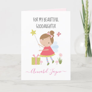God daughter birthday fairy girls pink whimsical card