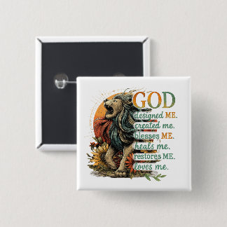 God Designed Me... 15 Cm Square Badge