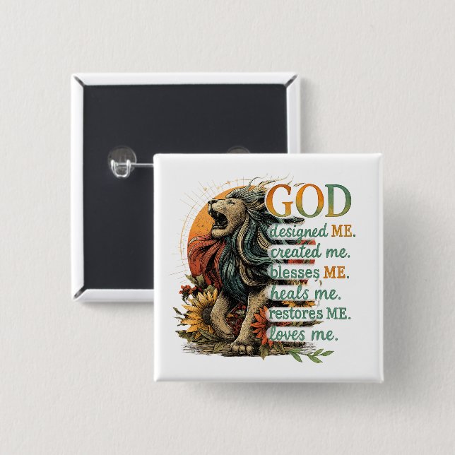 God Designed Me...  15 Cm Square Badge (Front & Back)