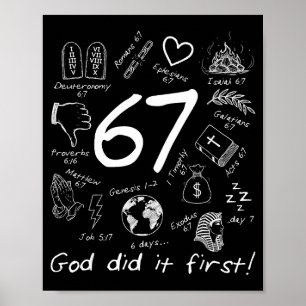 God Did It First 67 Six Seven Meme Jesus Christian Poster