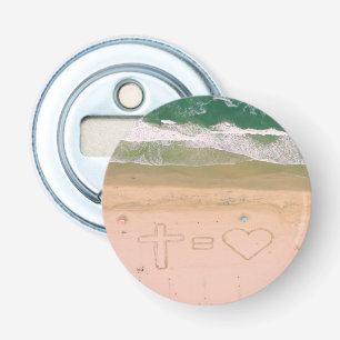 God equals LOVE, Jesus is Love, beach ocean cross Bottle Opener